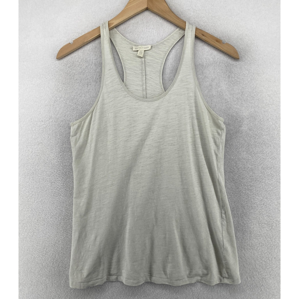 EILEEN FISHER Tank Top XS Jersey Scoop Neck Racerback Heather Gray